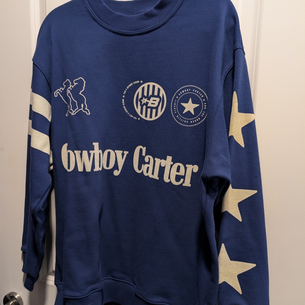 Blue Crewneck Sweater with White Stars
